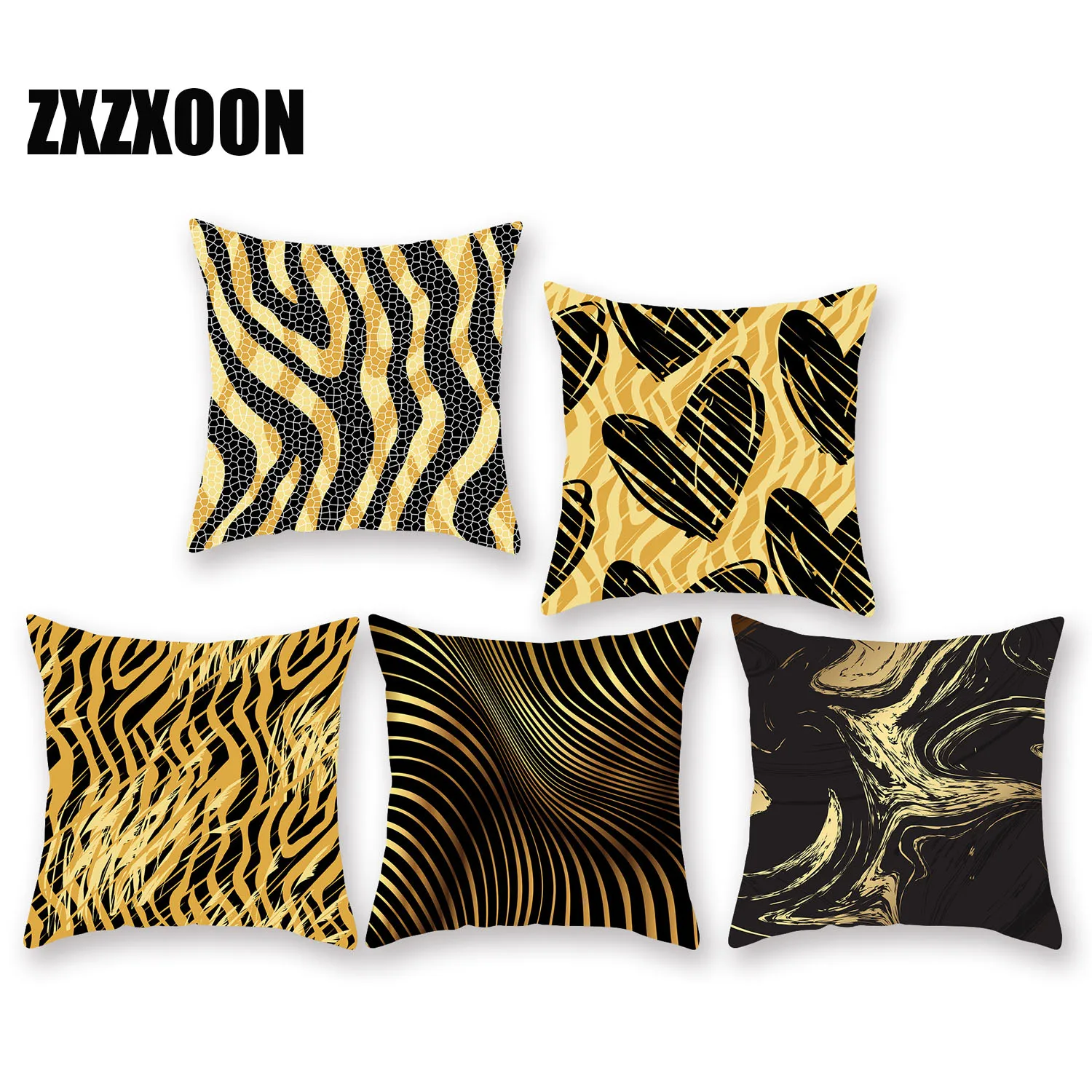 Черного и золотого цвета с геометрическим принтом Украшенное волнистыми