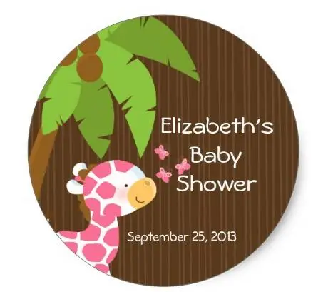 

1.5inch Cute Safari Giraffe Girl Baby Shower Stickers