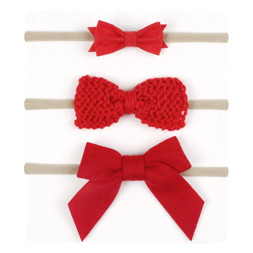 

10sets/lot 3pcs/set Hair Bows/flowers Nylon Headband For Girls Kids Hair Bow Thin Elastic Kids Hair Accessories