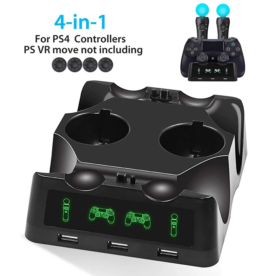 Зарядное устройство 4 в 1 для PS4 с двойным контроллером PS VR Move зарядная док станция