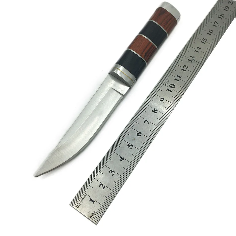 Colour wood+ steel handle Outdoor Camping knife Portable Survival Hunting knives with scabbard fixed blade | Инструменты