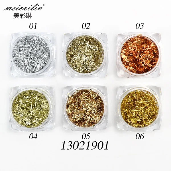 6 colors per set 6 box/set Золото Серебро нерегулярные Алюминий фольга проволока гвозди книги по искусству стикеры 3D Блеск DIY Маникюр УФ гель лак гвозди украшения инст - Цвет: 6 colors per set