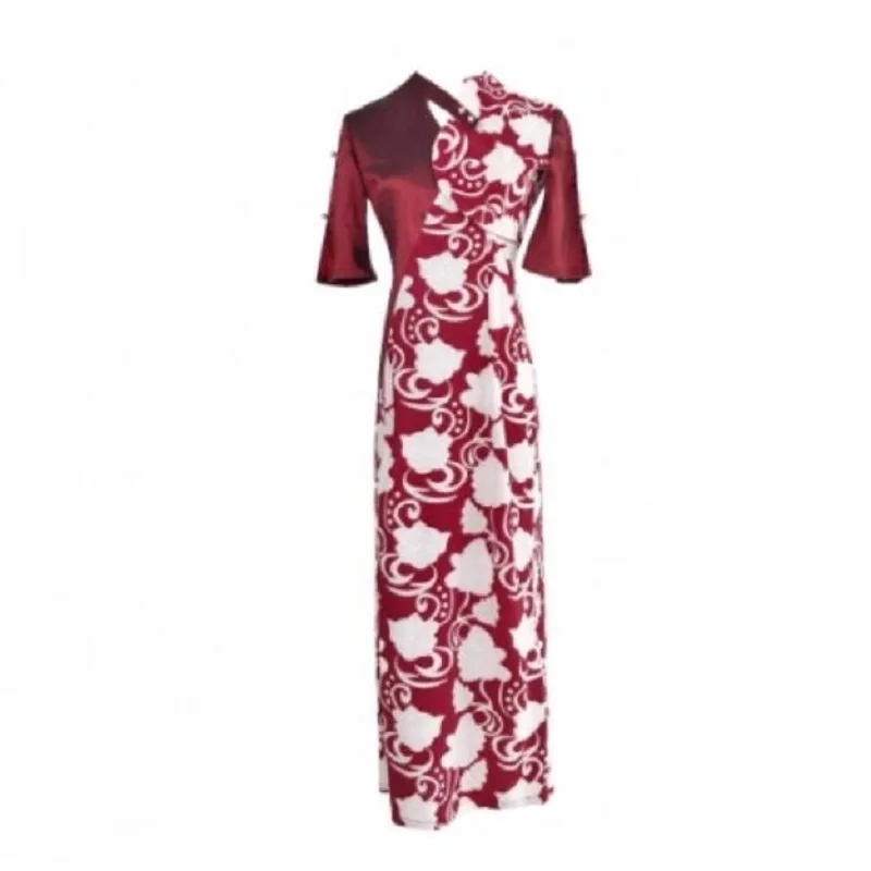 Modern Chinese Cheongsam Qipao Women Shanghai Tang Casual Stain Dress Retro Robe Vintage Femme 2019 Summer Dresses TA1446 | Тематическая