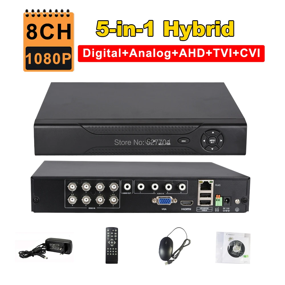 

CCTV 8CH AHD 1080P DVR IP NVR TVI CVI Analog 5-IN-1 Hybrid HVR 2MP Video Recorder HDMI 3G WIFI ONVIF P2P RS485 Motion Detection