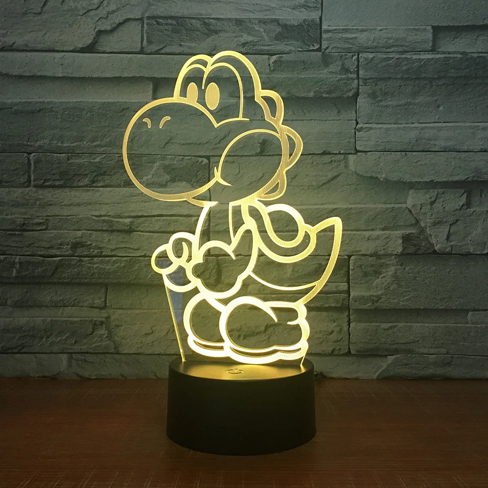 Yoshi Mario 3D 7 цветов светодиодные ночники для детей сенсорные Usb настольные Lampara Lampe