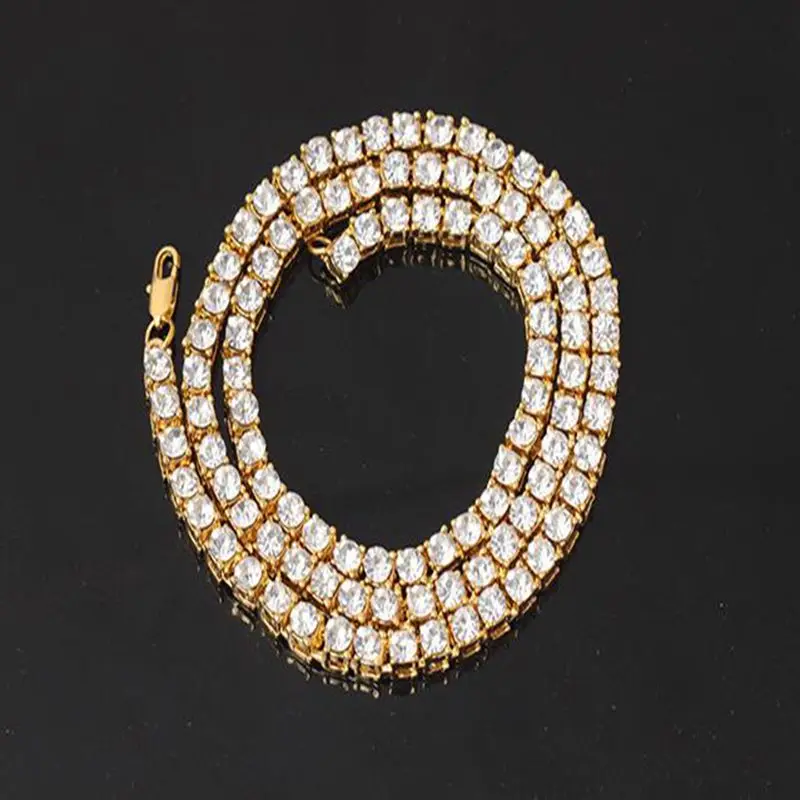 Ожерелье мужское в стиле хип-хоп украшение панк теннисная цепь с кристаллами 1