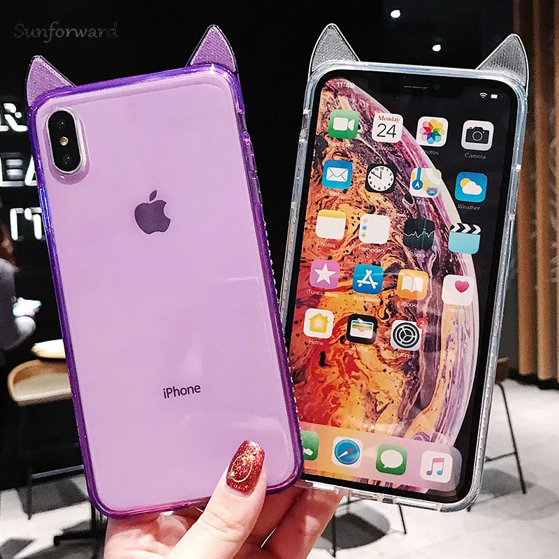 Милый чехол для телефона с кошкой iPhone X XS MAX XR Силиконовый Мягкий противоударный 6 S