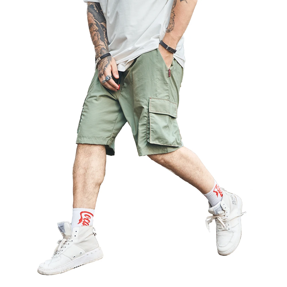 Мужские повседневные шорты однотонные дышащие с эластичной резинкой на талии