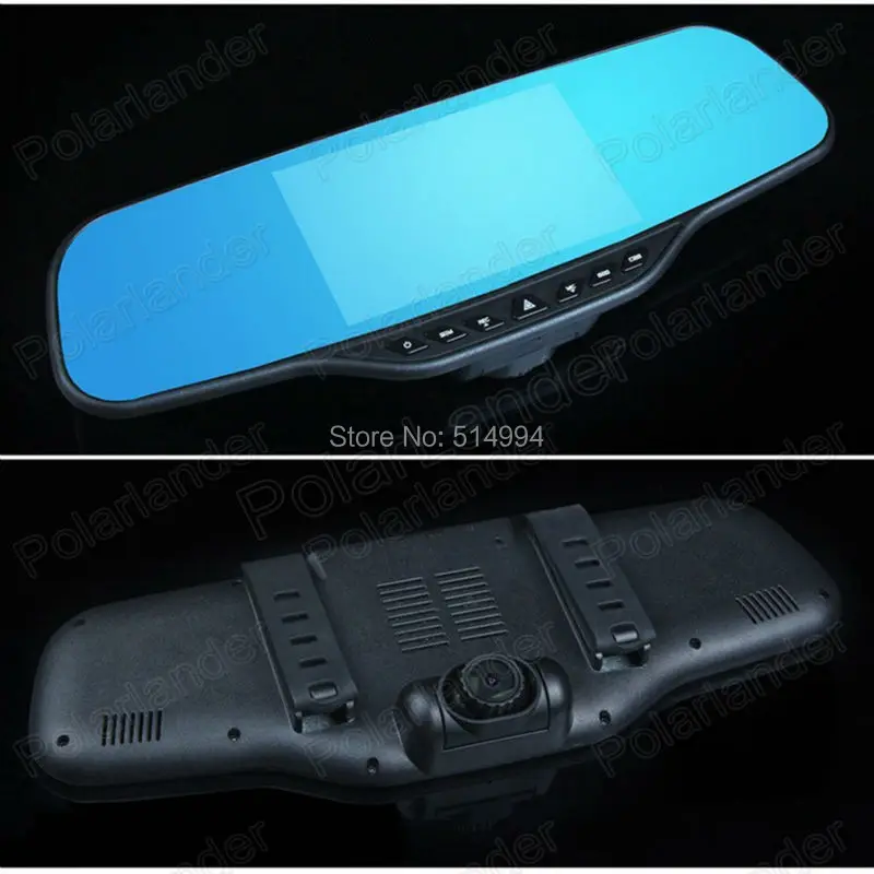 Зеркало видеорегистратор 4 3 дюйма с ночным видением и двойным объективом full hd