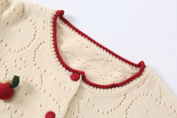Spring Casual Original Apple Brooch Hollow Flowers Womens Thin Knit Coat Vintage Female Knitted Cardigans Sweet Knitwear New |