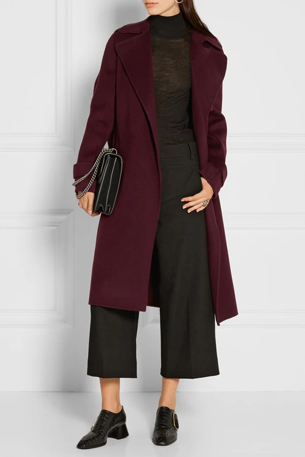 Manteau femme UK, весенне-зимнее женское модное классическое простое тонкое шерстяное пальто с поясом, женская верхняя одежда abrigos mujer