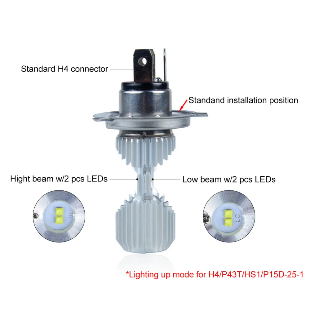 VooVoo H4 светодиодная фара мотоцикла лампы 1400LM 6000K 20W HS1 LED мото фар Lighting Electric