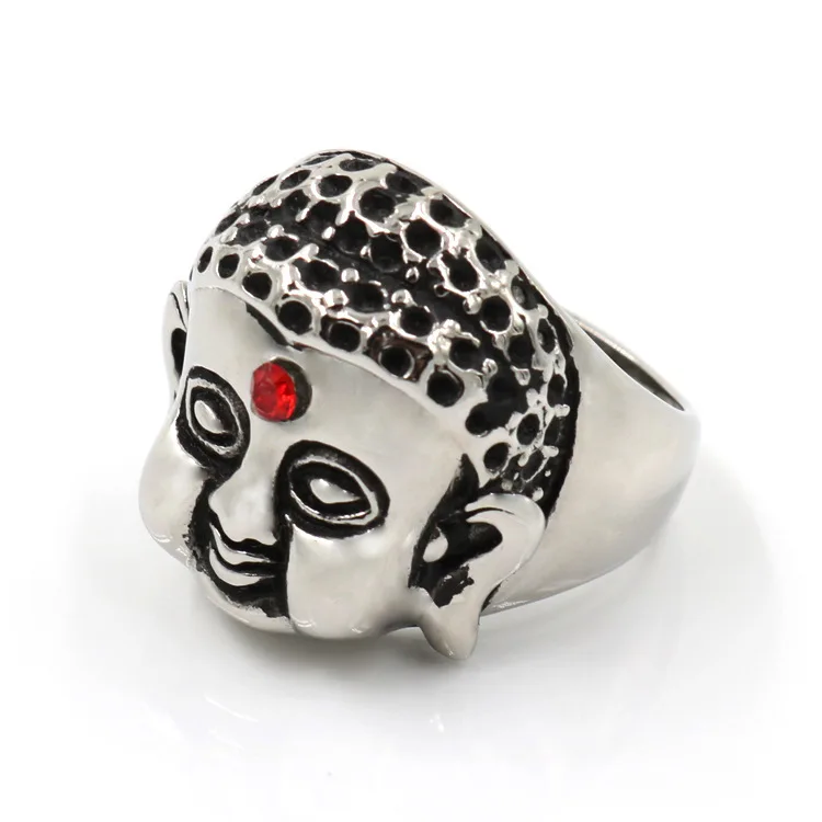 

Rock stage punk titanium steel double ring party stainless steel alien jewelry factory direct free shipping
