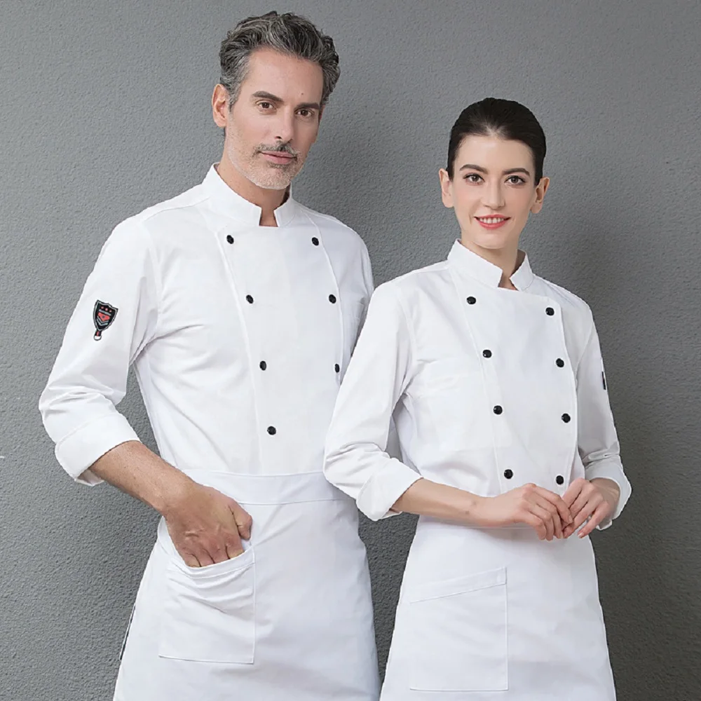 

Top Restaurant Kitchen Chef Cooking Coat Cozinha Uniform Clothing Wholesale Unisex Red Long Sleeve Double Breasted Work Jacket