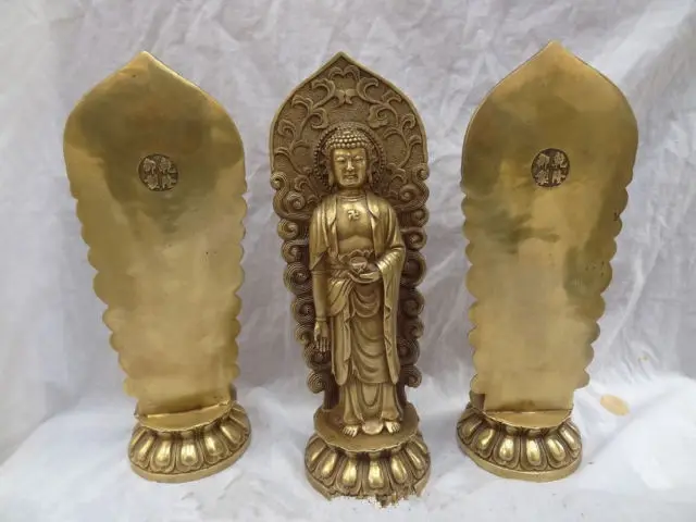 

12 inch / Ancient Chinese Copper western three god, guanyin Buddha statue