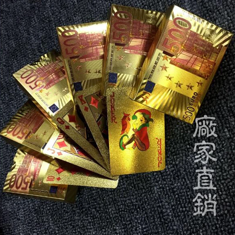 Евро игральные карты пластиковые 24k золотые ПВХ 100% водонепроницаемые