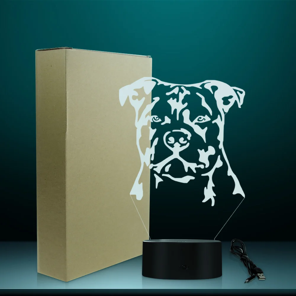 Светодиодный ночник стаффордширского бултерьера для животных собак щенков