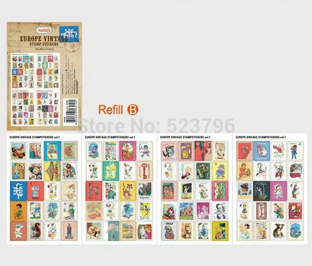 10 комплектов Ретро Печать мультфильм наклейки для скрапбукинга DIY бумаги марки