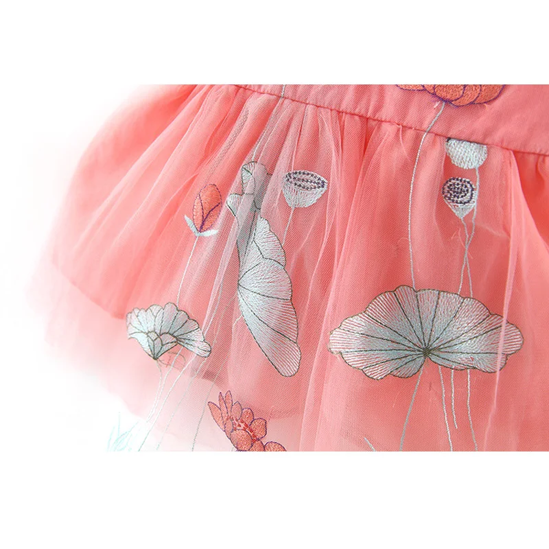 Embroidery Lotus Baby Girl Dress Summer Tulle Dresses Clothes A Line Toddler Princess Infant | Детская одежда и обувь