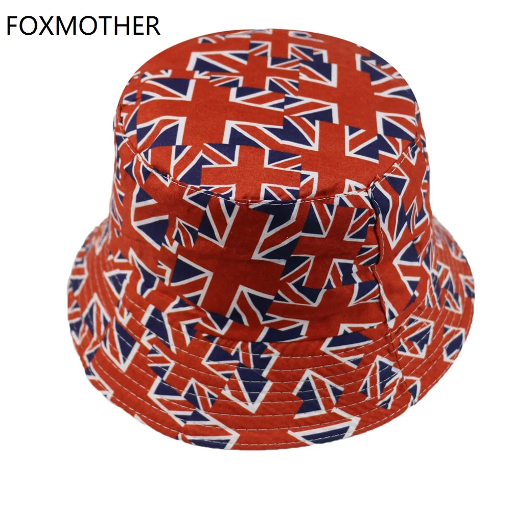 Панама FOXMOTHER мужская с принтом, винтажная шляпа рыбака с флагом Великобритании и США
