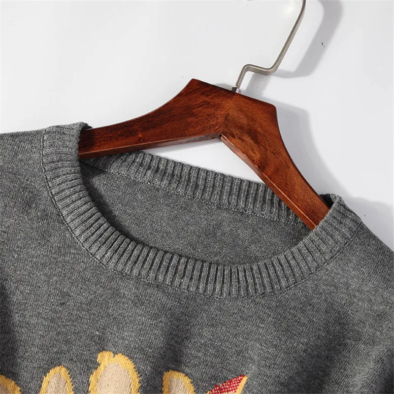 Fashion Runway Sweater Women Sweaters and Pullovers 2017 Winter Crown Dog Cool Large Knitted Harajuku Long Tops Jumper | Женская одежда