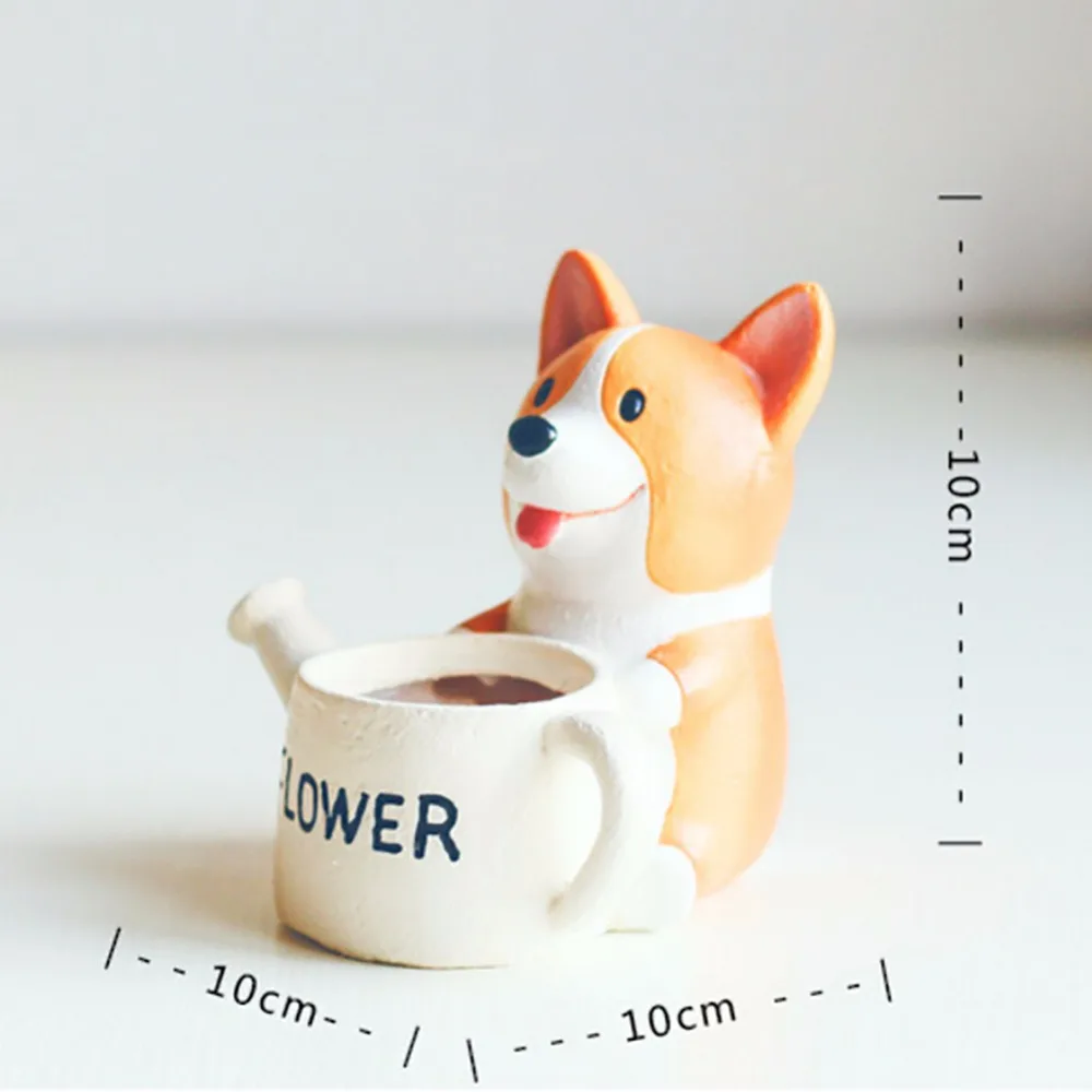 

Flower Pot Resin Corgi Planter Pots Garden Plants Succulents Bonsai Potted Flowers Desk Small Ornament Supplies Dropshiping