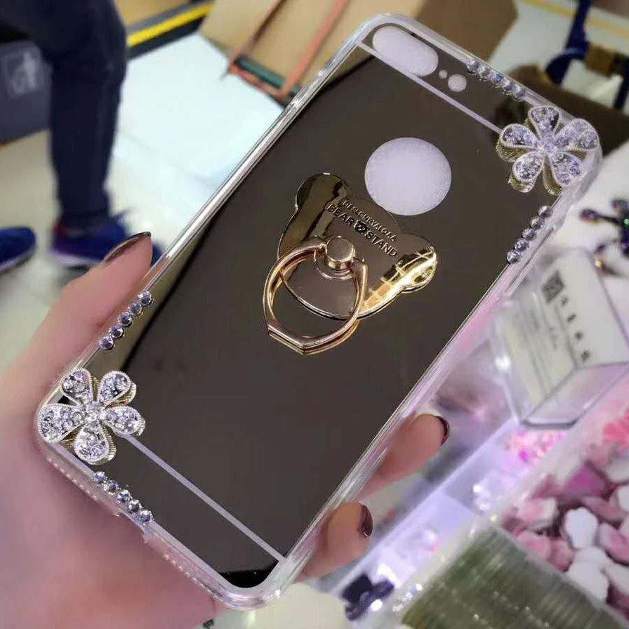 Rhinestone зеркальный чехол для телефона Samsung Galaxy S8 Plus S7 S6 Edge S5 S4 S3 Note 8 5 4 3 цветы