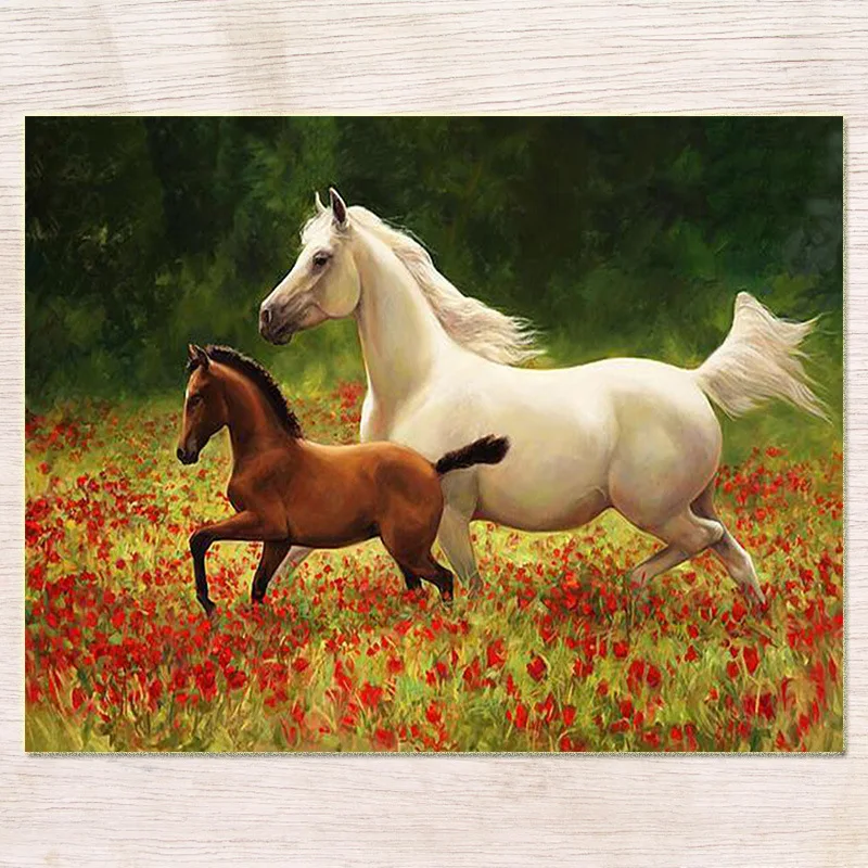 

Diamond Embroidery DIY Diamond Painting Cross Stitch Kit Two horse 5D Needlework Diamond Mosaic Home Decoration X