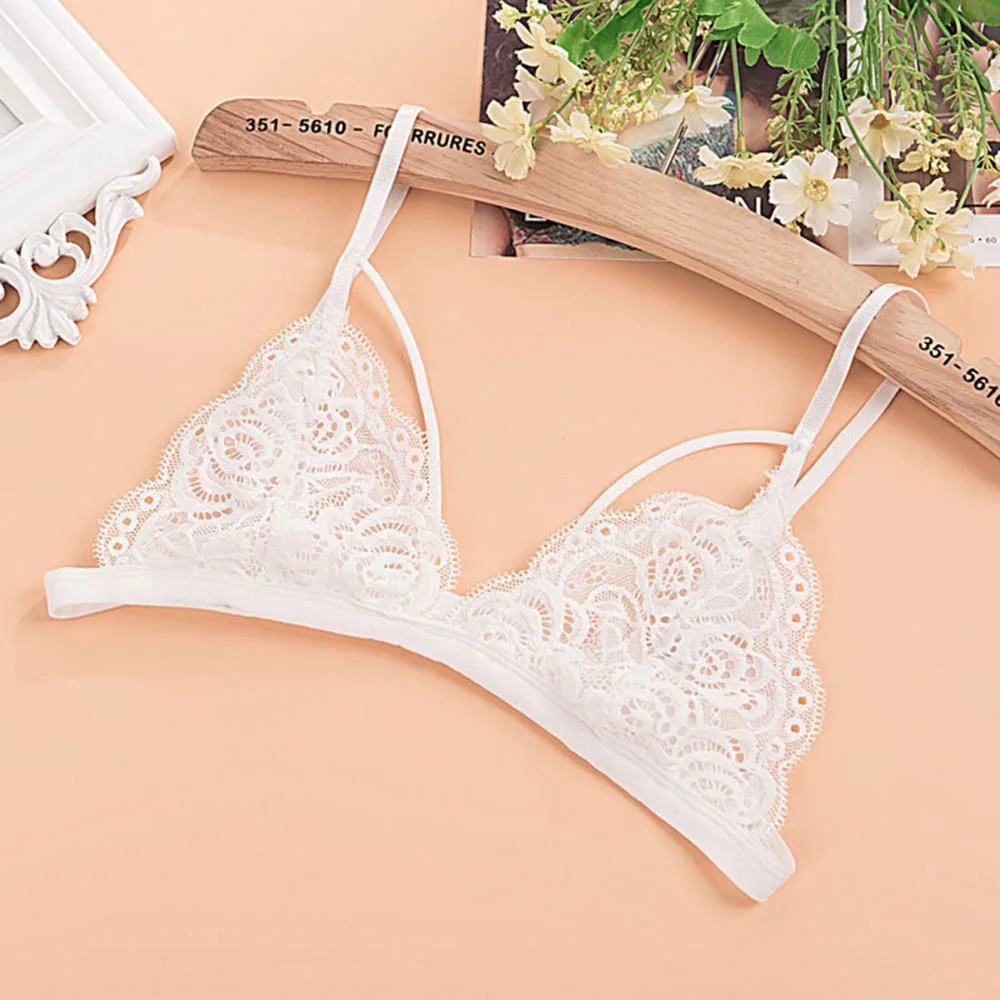 Модный прозрачный кружевной треугольный бюстгальтер с цветочным рисунком