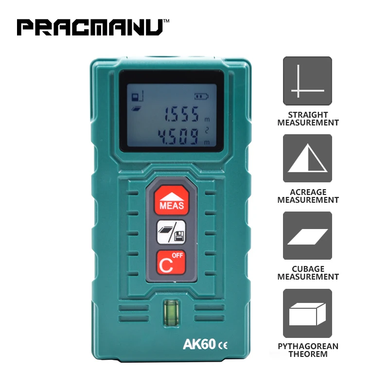 PRACMANU анти ударный лазерный дальномер 40 м 60 80 100 измерительная лента устройство