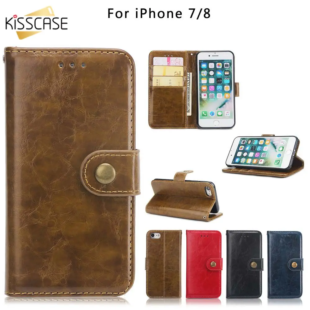 Кожаный чехол KISSCASE для iPhone X XS 7 8 6 6s Plus кошелек с отделением карт 5 5S SE телефона 6S
