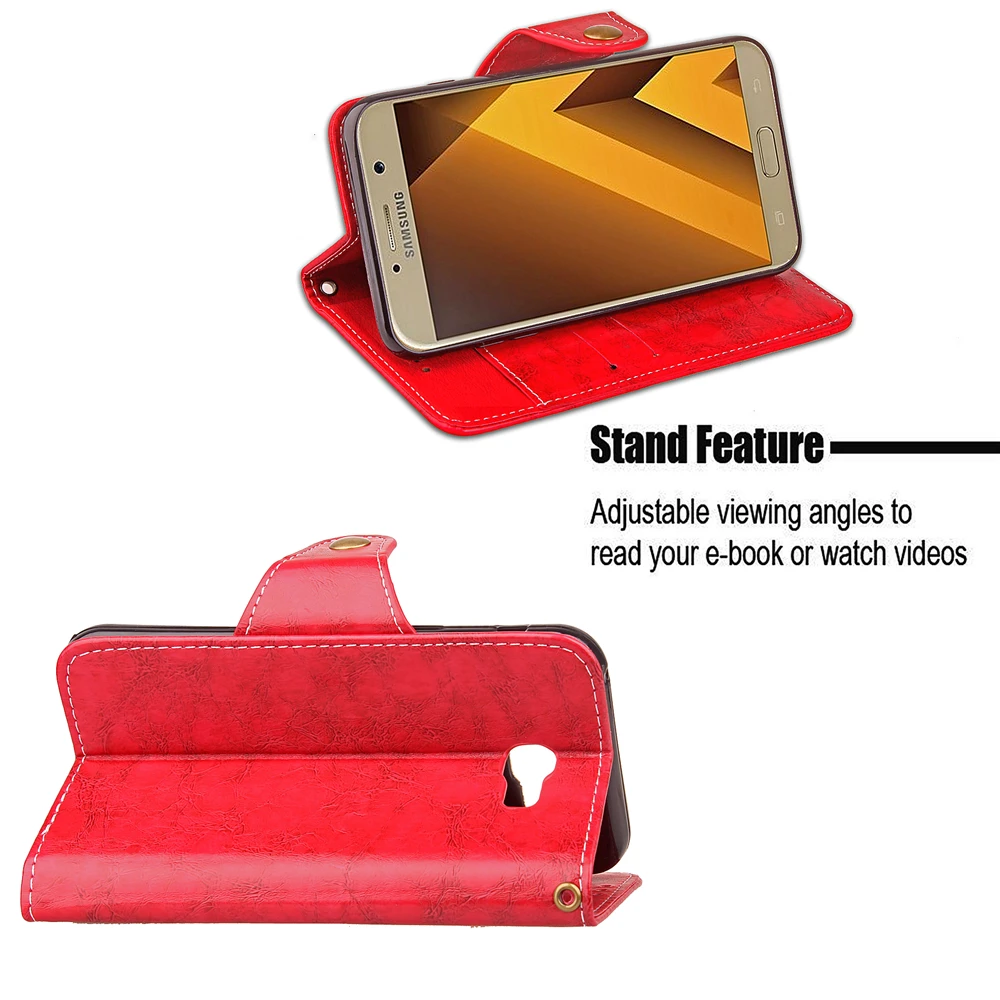 Sixrari For Samsung Galaxy A3 2017 Case Vintage PU Leather Flip Coque Business Book Style Soft TPU Protection Phone Back Cover | Мобильные