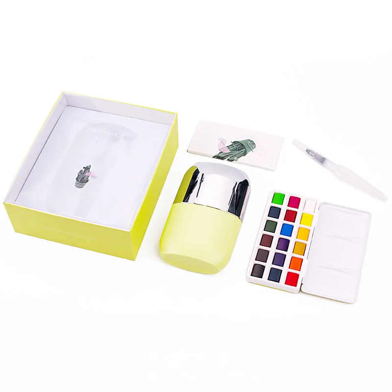 

Solid Watercolor Pigment Set Portable Hand Painted Watercolor painting 18 Colors Solid Pigment Tool Set Artistic Supplies
