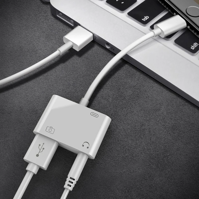 VRURC 3 в 1 USB 0 OTG Аудио для Lightning 5 мм AUX кабель преобразователя Зарядное устройство