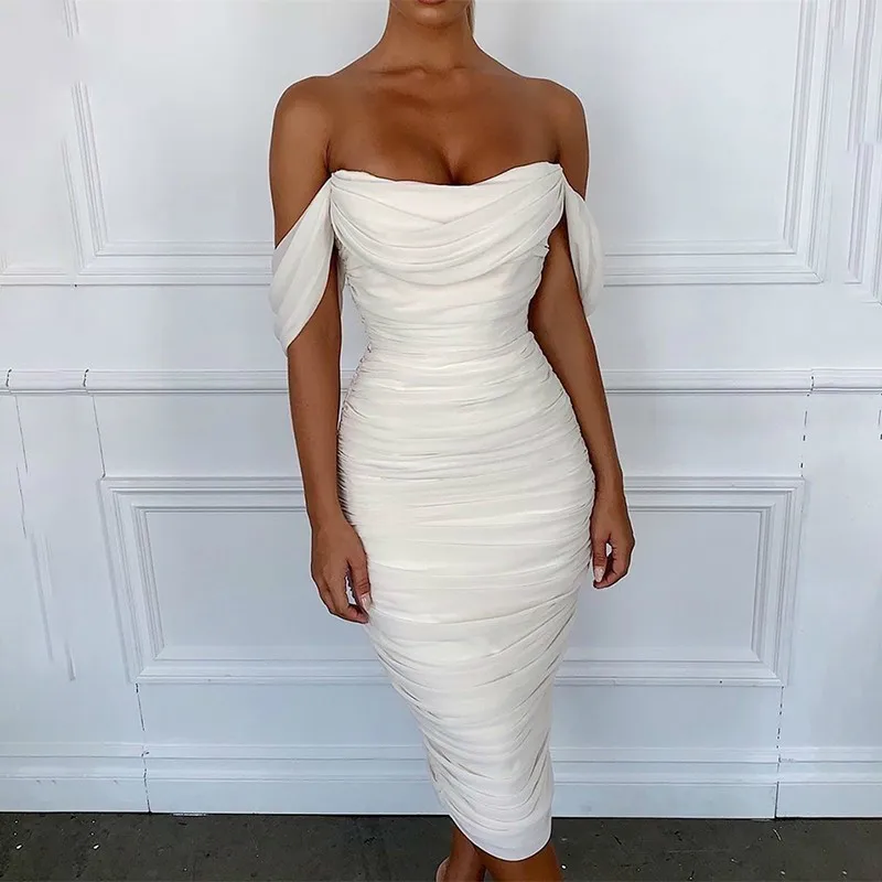 Женское Сетчатое Бандажное платье Causey облегающее миди с открытыми плечами без