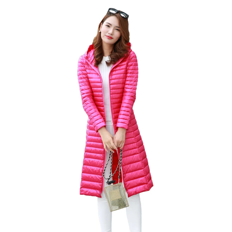 Пуховик 2018 новый бренд Зимний пуховик женский тонкий длинный белый утиный