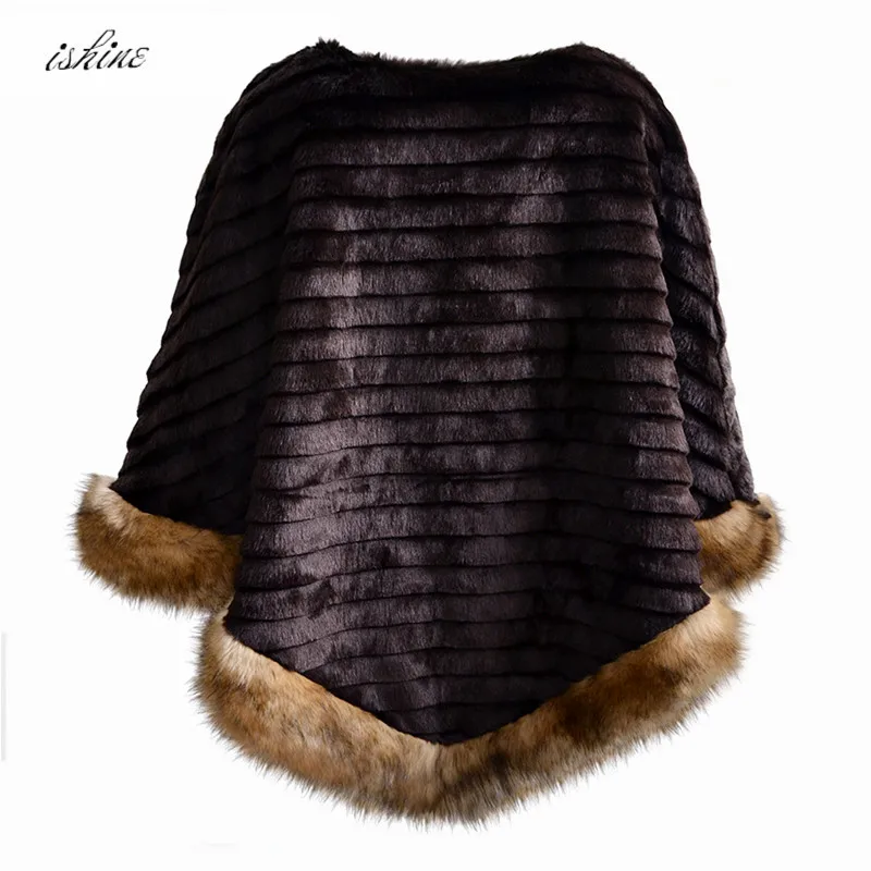 Шаль из искусственного меха пончо зимние теплые пуловеры Роскошное винтажное