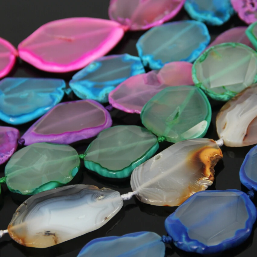 Разные цвета натуральные бусины из Драпированного агата россыпью крупные