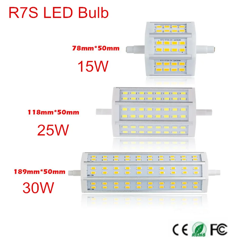 

10Pcs R7S LED 15W 25W 30W SMD5730 led r7s 78mm J78 118mm J118 189mm J189 Dimmable bulb light halogen Lamps floodlight Free ship