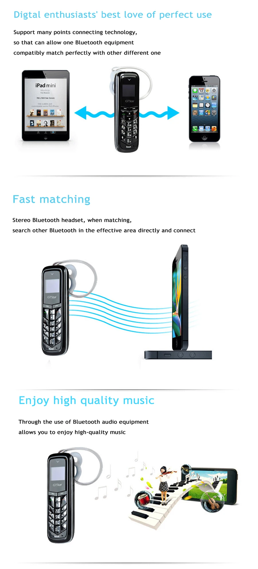 GTSTAR BM50, две sim-карты TF, беспроводная bluetooth-гарнитура, набор номера, стерео мини-наушники, обновленная версия, автомобильные наушники для мобильного телефона