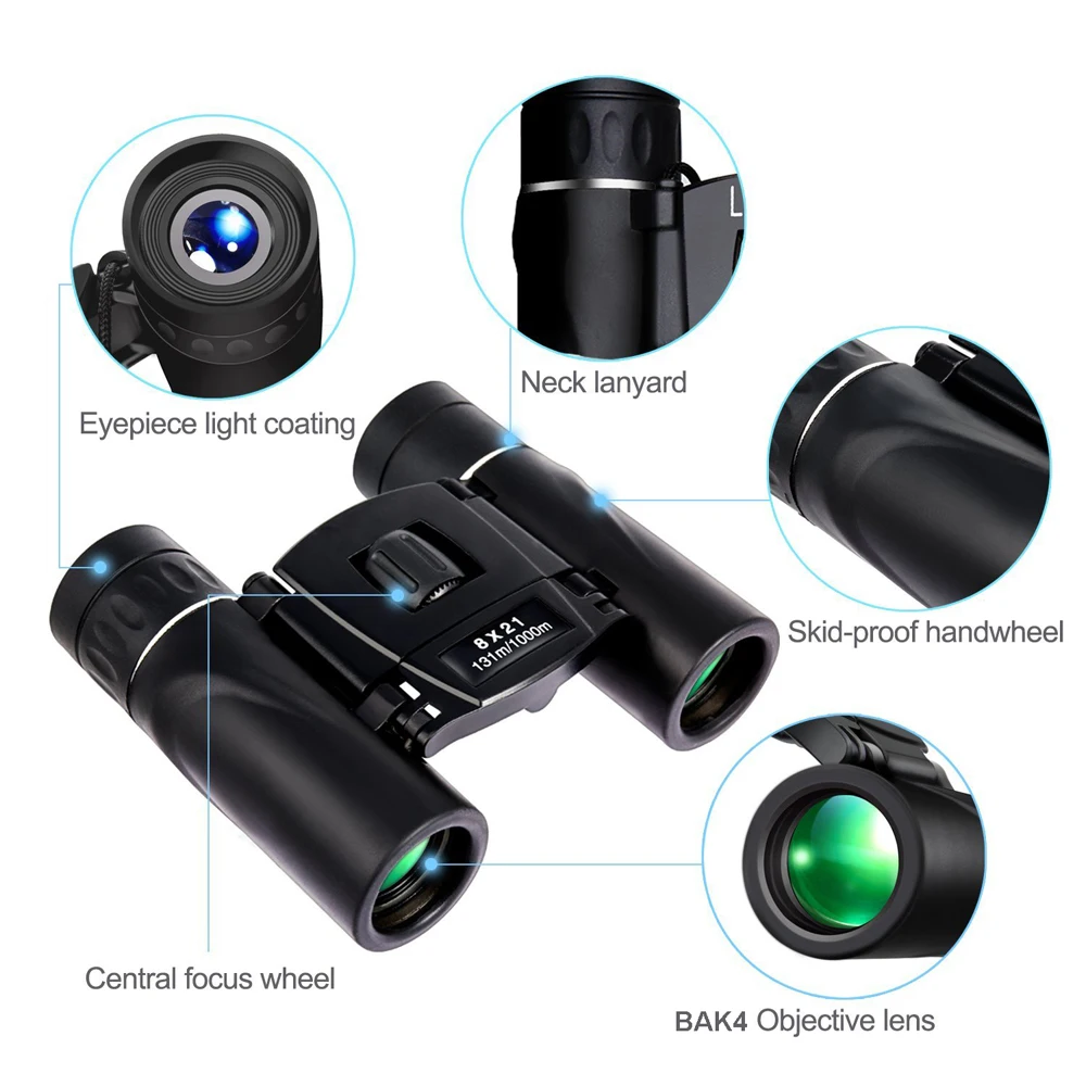 APEXEL 8x21 компактный зум бинокль большой Дальность 3000 м складной HD мощный мини