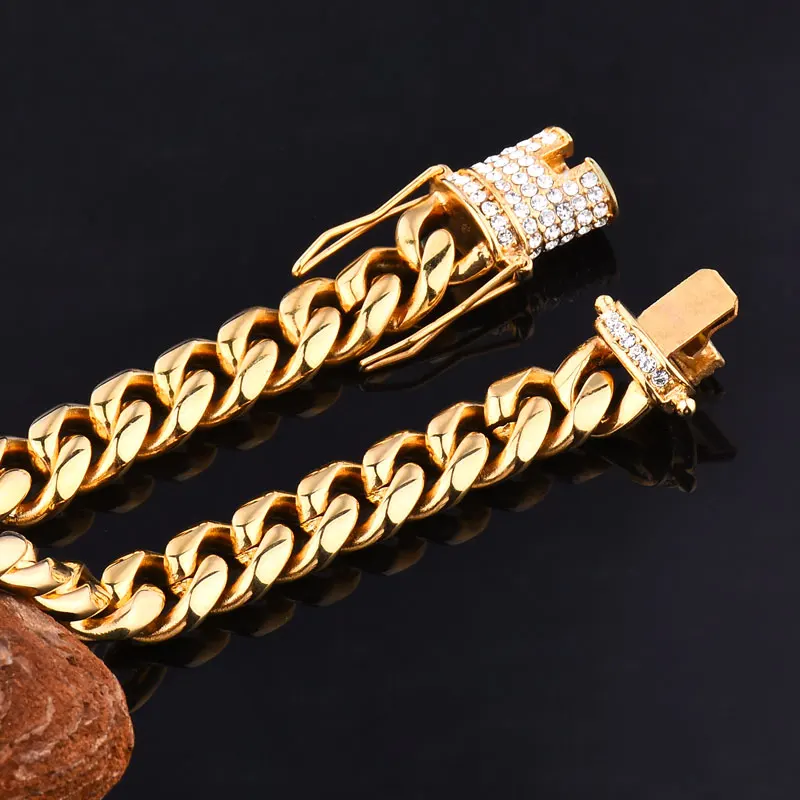 Ожерелье мужское из нержавеющей стали золотого цвета в стиле хип-хоп цепь