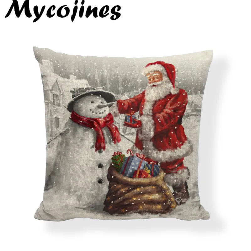 Наволочка на Новогодний подарок рождественскую елку снежный Санта Клаус Чехол