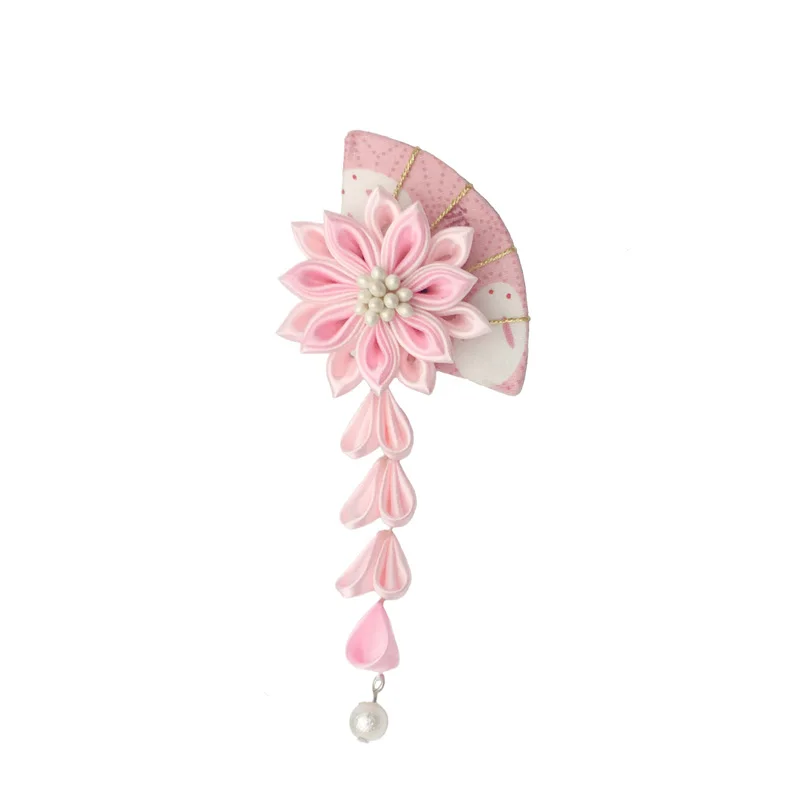 

Japanese and wind tassel fan fan tassel hair clips, Japanese hanfu ancientry tire girl blue small fan