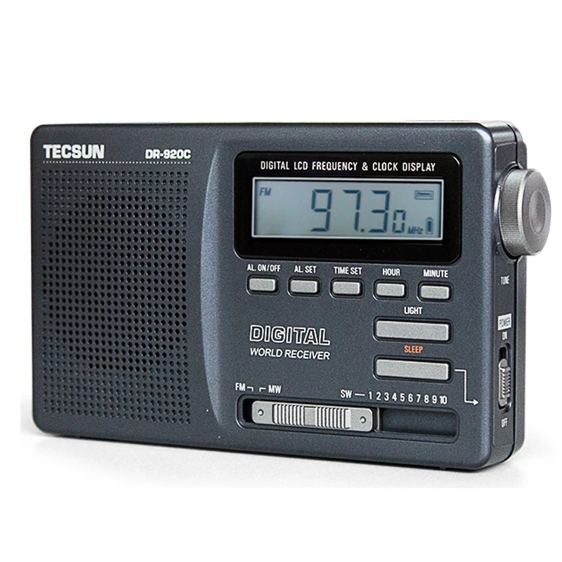 Tecsun DR920C DR 920C радио FM MW SW 12 Band Цифровые Часы приемника и Подсветка Портативный