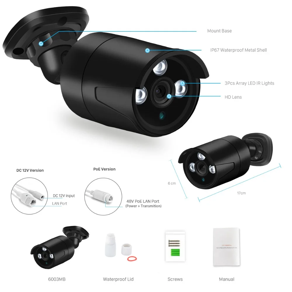 Besder 1080p уличная ip-камера IP66 металлический чехол, водонепроницаемая домашняя сетевая камера видеонаблюдения RTSP P2P XMEye Onvif