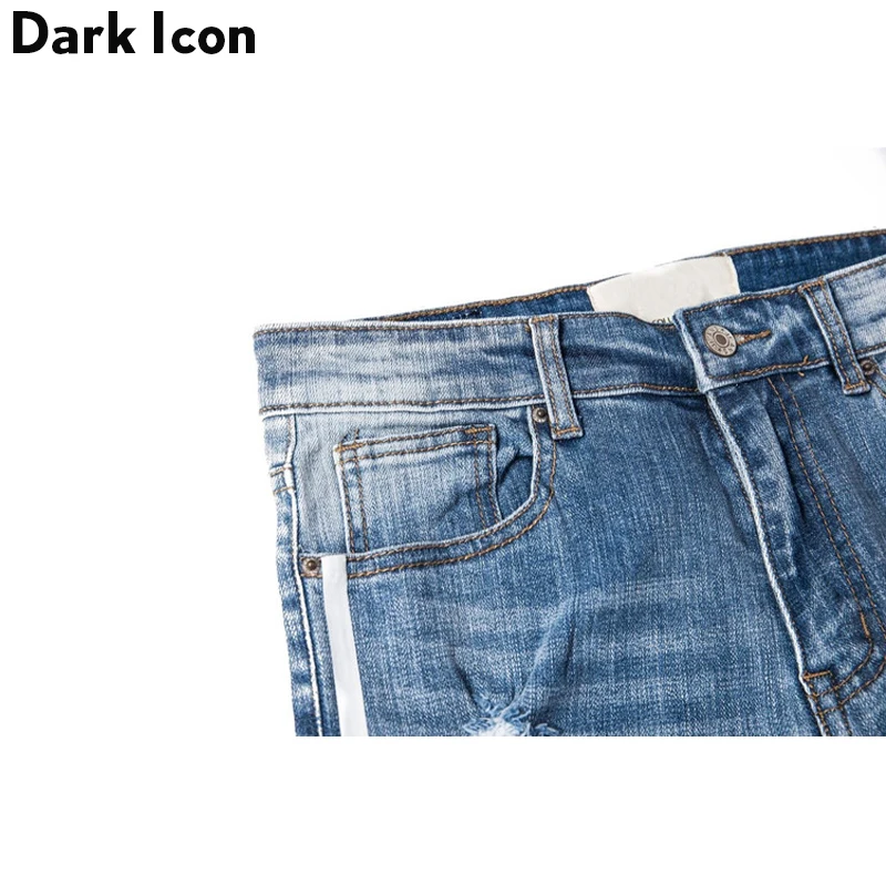 Мужские рваные джинсы в полоску DARK ICON черные полной длины 2019|Мужские джинсы| |