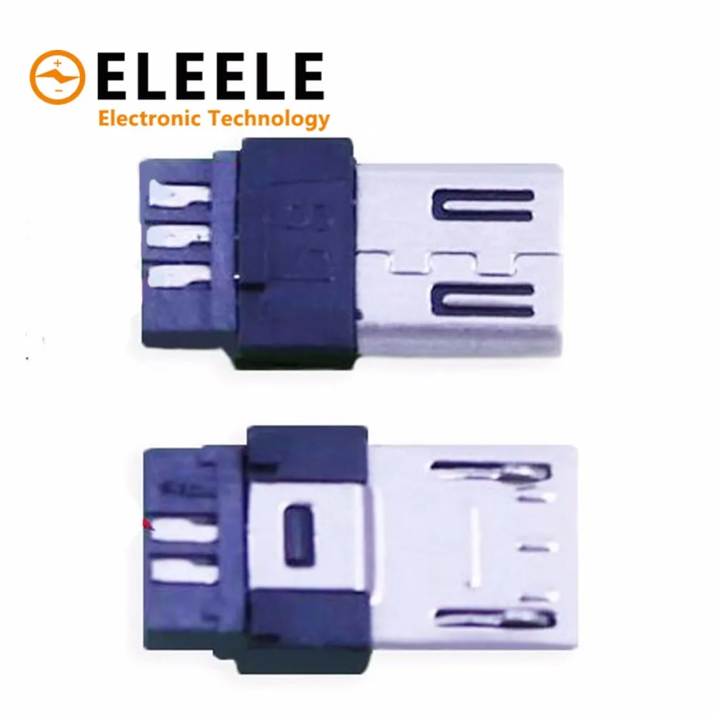 5 комплектов DIY Micro USB штекер соединители Комплект ж/покрывает черный