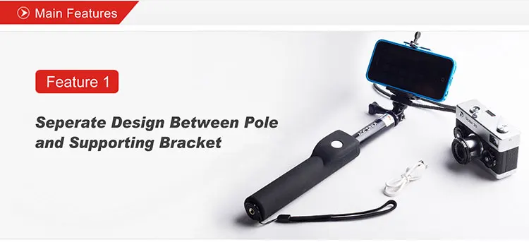 KINGJOY официальная селфи палка портативный Bluetooth 3,0 экшн видеокамера штатив для телефона смартфон Универсальный для Gopro камеры