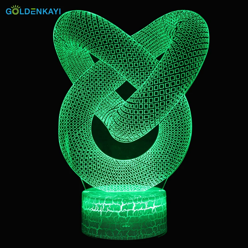 3D абстрактные двойные кольца LED оригинальность USB ночные светильники атмосфера